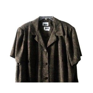 Vintage Leslie Fay Blouse And Tank 2 Pc Twin Set Brown & Black 20WP